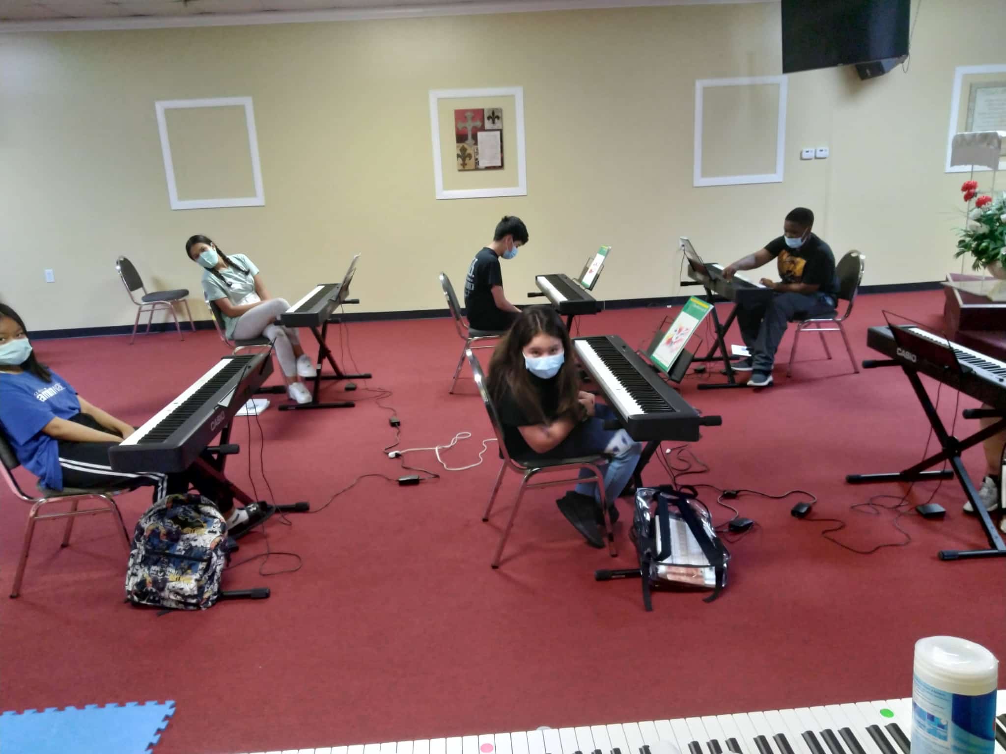 Students enjoying piano lessons